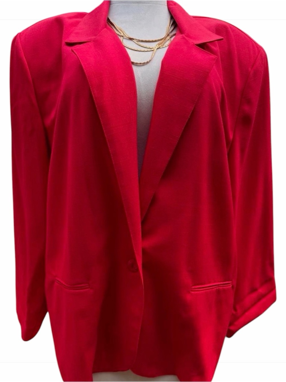 Vintage Christy Girl Red Blazer Size 22 Plus Made USA 90s Power Jacket Retro